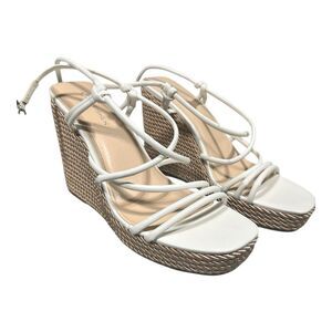 Marc Fisher White Zesty Espadrille Platform Wedge Sandals Size‎ 9.5 Boho Beach